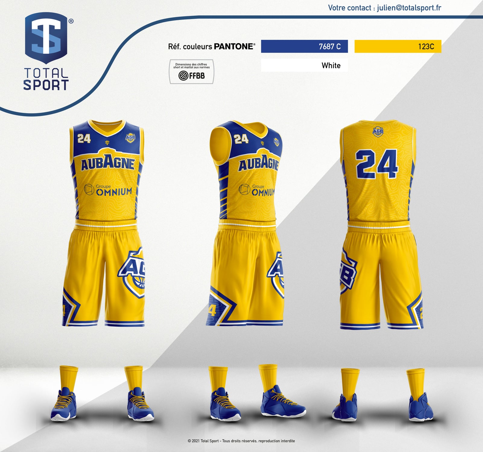 Tenues de Basket semi-réversible - coupe droite unisexe