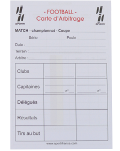 Carnet de 15 cartes seul d'arbitrage FOOT