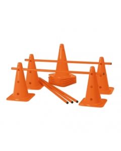 Lot de 10 cones 12 trous 40 cm + 5 jalons 1m