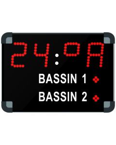 Afficheur int./ext. LED - Température air, bassin 1 et 2 - Horloge